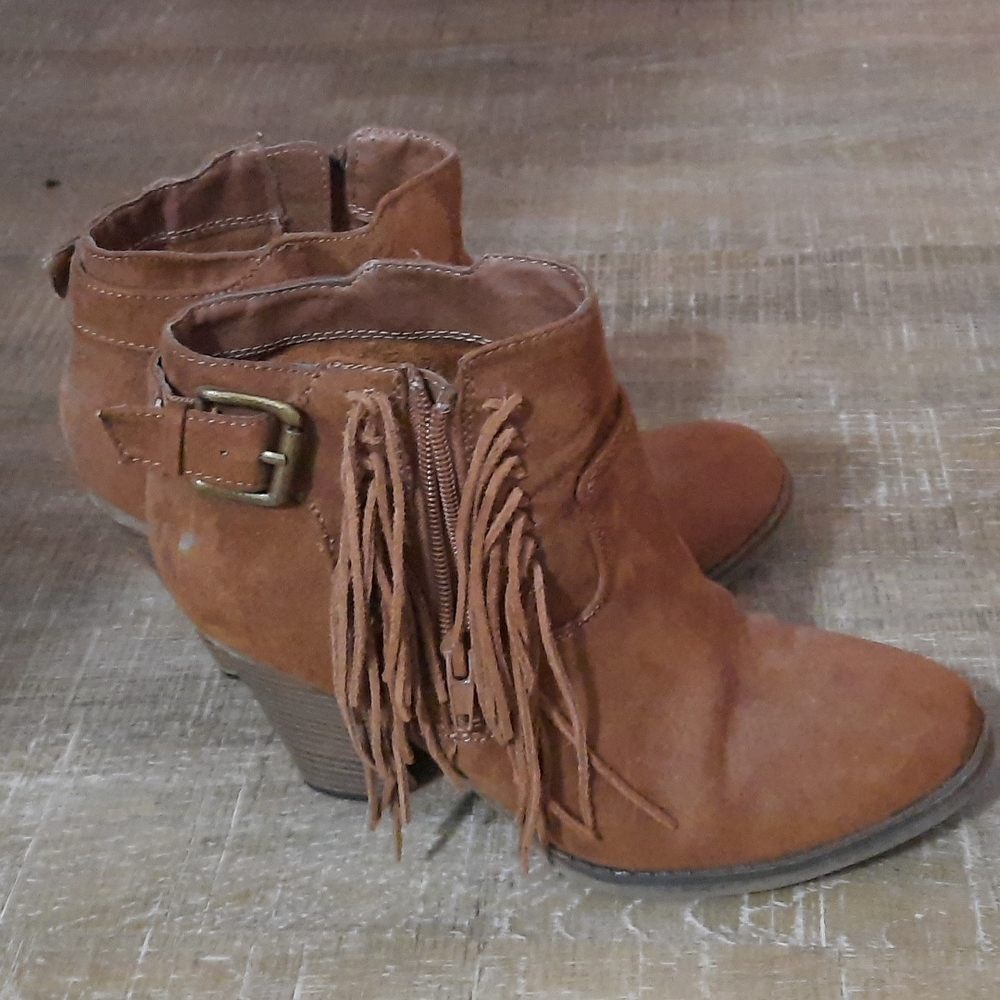 Brown Tassled Ankle Boots